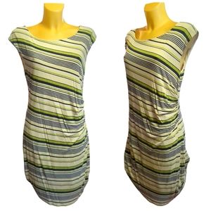 ❗$1 Bundled❗LOFT Green Navy White Striped Sleeveless Dress